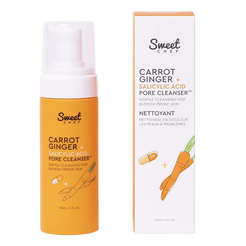 Sweet Chef Carrot Ginger  Salicylic Acid Pore Cleanser  Foaming Face Wash and Gentle Cleanser for Blemish Prone Skin  Brightening Ginger Pore Minimizer Carrot and Exfoliating Face Wash 5 fl oz