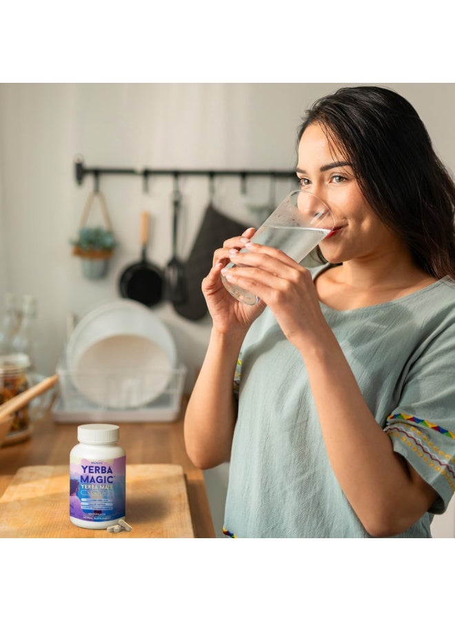 حول الدماغ كبسولات يربا مات النقية – طاقة نظيفة وتركيز هادئ ودعم للهضم – 60 كبسولة نباتية - Image 4