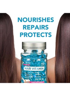 ECO Vitamin Argan Oil Capsules for Hair Care No-Wash Moisturizing Repairing Frizzy Damaged Hair Care Oil  - Image 3