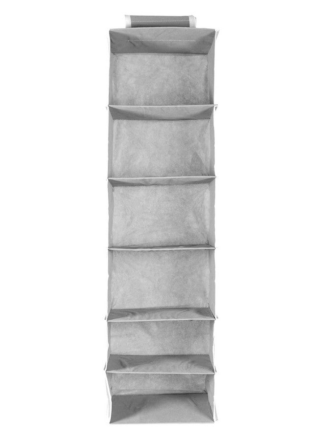 Kuber Industries 6 shelf Closet Organizer for Wardrobe|Non-woven Collapsible Wardrobe|Hanging Shelf for clothes|6 shelves Cloth Organizer|Sturdy Cardboard Base|Pack of 2 (Grey) - Image 2