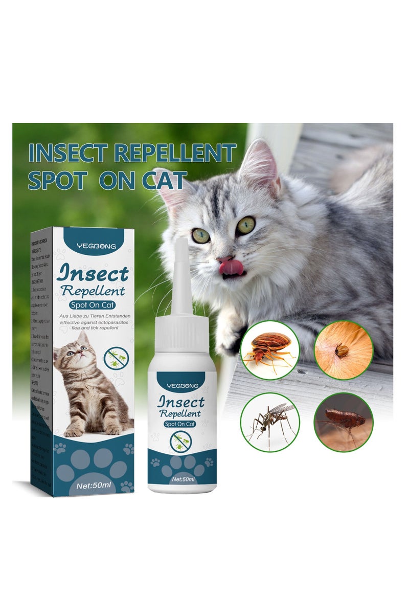 YEGBONG Pet anti-flea and tick agent for cats  external repellent skin cleaning drops to remove lice and ticks - Image 1