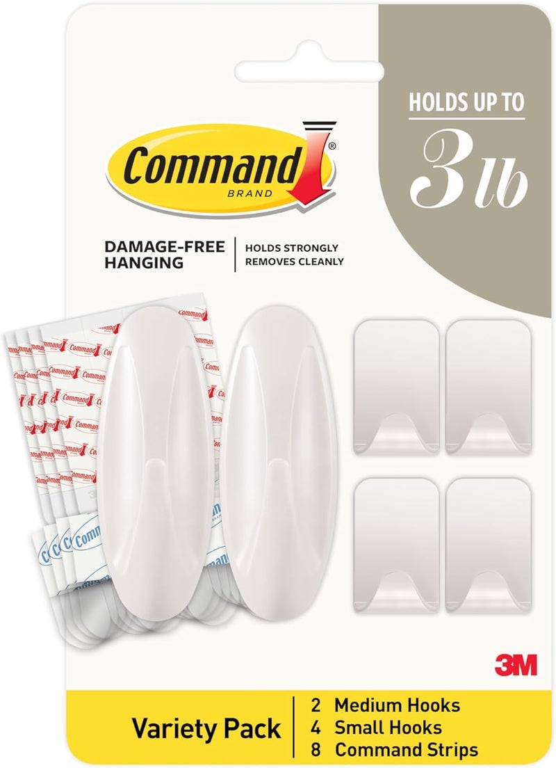 Command Mixed Hooks Pack, Radiant Pearl, 6/Pack (PRMHP-6ESF) - Image 1