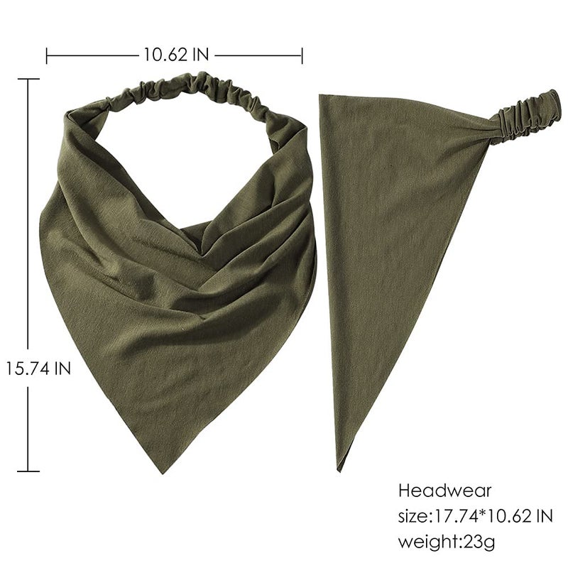 Vercret 6 Pack Scarf Headband for Women - Elastic Large Boho Triangle Bandana Head Scarves with Clips Non Slip Solid Color Hair Kerchief for Teen Girls - Image 5