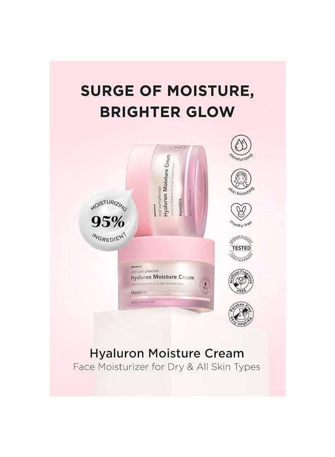 Hanskin Real Complexion Hyaluron Moisture Cream, Hydrating Formula With Hyaluronic Acid, 50Ml - Image 2