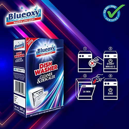BLUEOXY Dishwasher Cleaner&Descaler Powder|Used To Clean,Descale,Odour Remover,Disinfects For All Dishwasher Brands|Remove Hardwater Build-Up Limescale&Rust|Ecological Formulation|200G|Qty 1 - Image 2