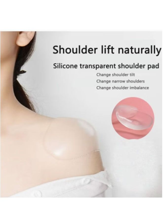1 Pair Shoulder Pads, Silicone Soft Non-slip Self-adhesive Invisible Shoulder Brace Pads, Right Angle Beauty Shoulder Pads for Women Men's Suit Jacket Shoulder Support (Transparent)