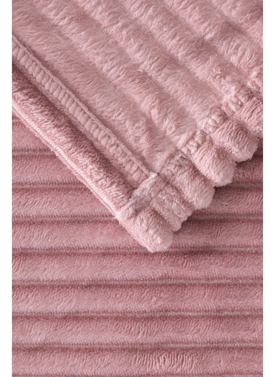 Favora İpeksoft Corduroy Double Blanket-Dried Rose