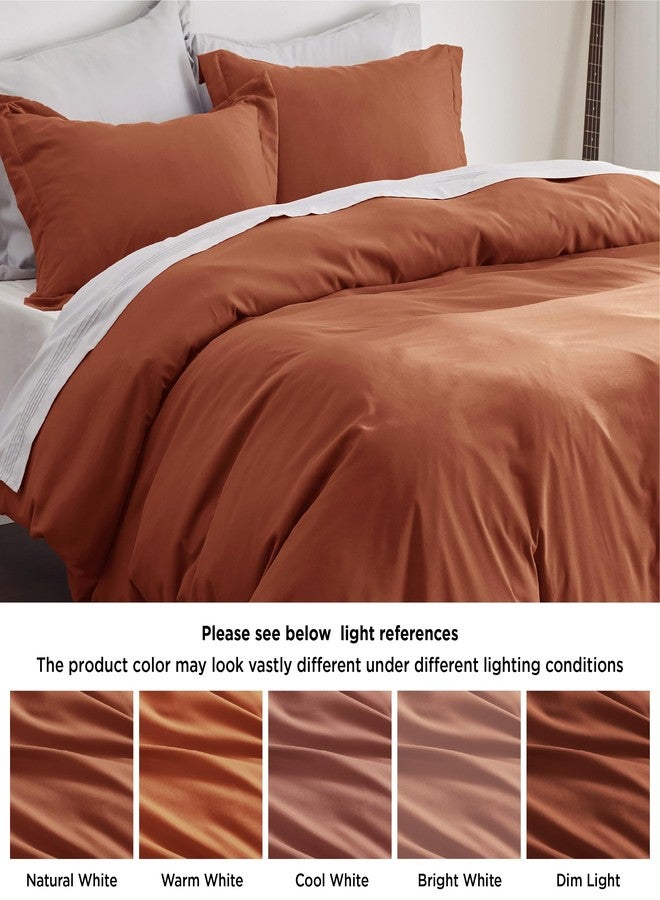 Bedsure Duvet Cover Queen Size - Soft Double Brushed Bedding Set for Kids & Adults, Zipper Closure, 3 Pieces, Includes 1 Duvet Cover (90"x90") & 2 Pillow Shams, NO Comforter, Terracotta - Image 5