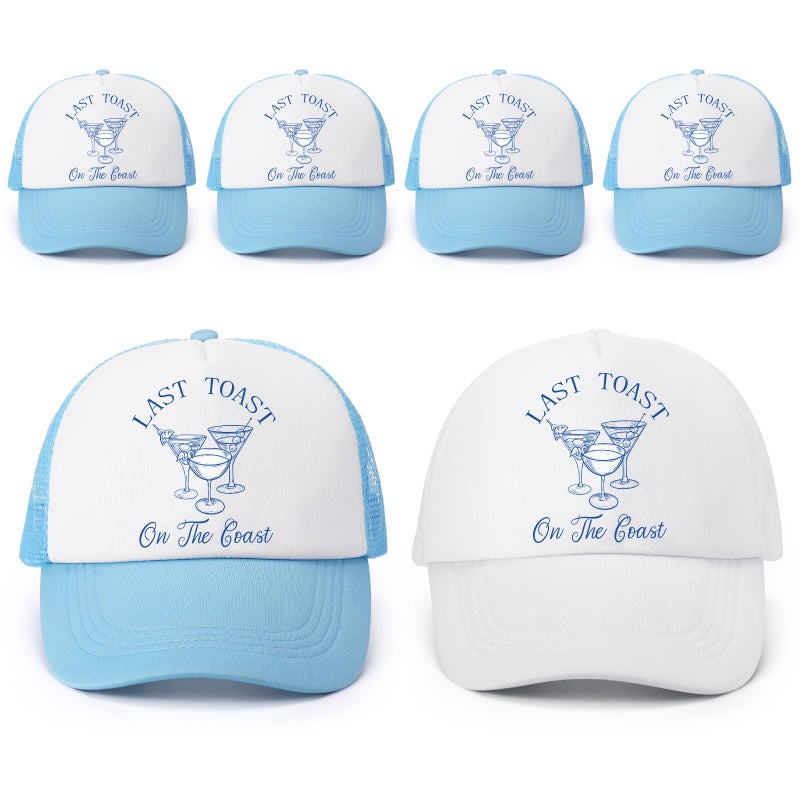 Shyyween 6 Pcs Last Toast on the Coast Bachelorette Trucker Hats Bridal Headwear Bridesmaid Cap for Bride Accessories Bridesmaid Gift Bach Party Wedding Bachelorette Weekend Bridal Party Decor Favor - Image 1