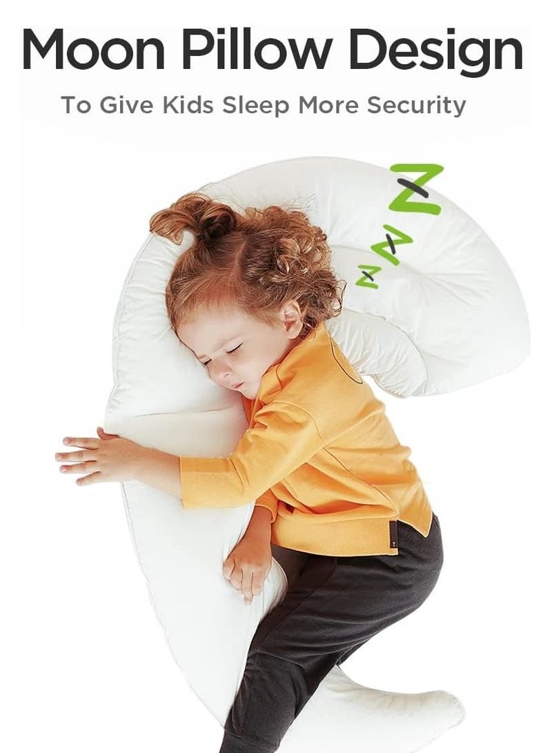 Curve Long Toddler Kids Body Pillow for Sleeping Moon Shape Soft Child Hug Sleep Pillow 100% Organic Cotton Pillowcase Washable Breathable Crib Toddler Children Pillows - Image 2