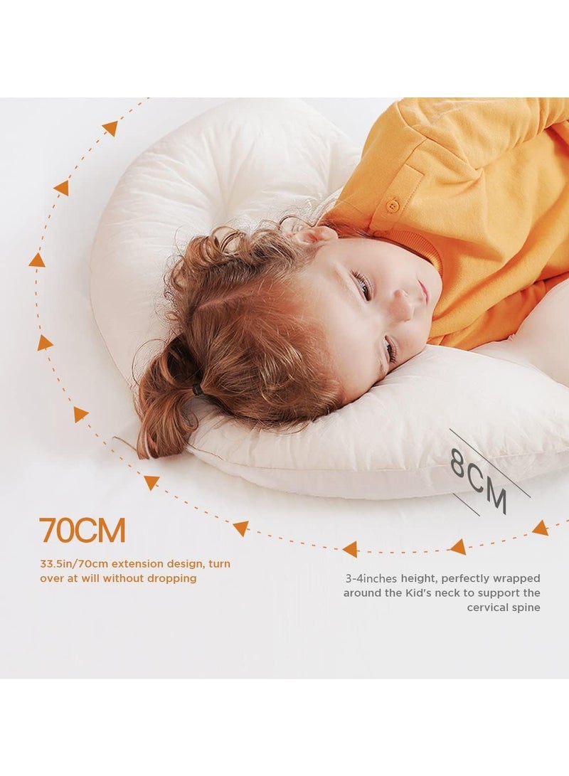 Curve Long Toddler Kids Body Pillow for Sleeping Moon Shape Soft Child Hug Sleep Pillow 100% Organic Cotton Pillowcase Washable Breathable Crib Toddler Children Pillows - Image 3
