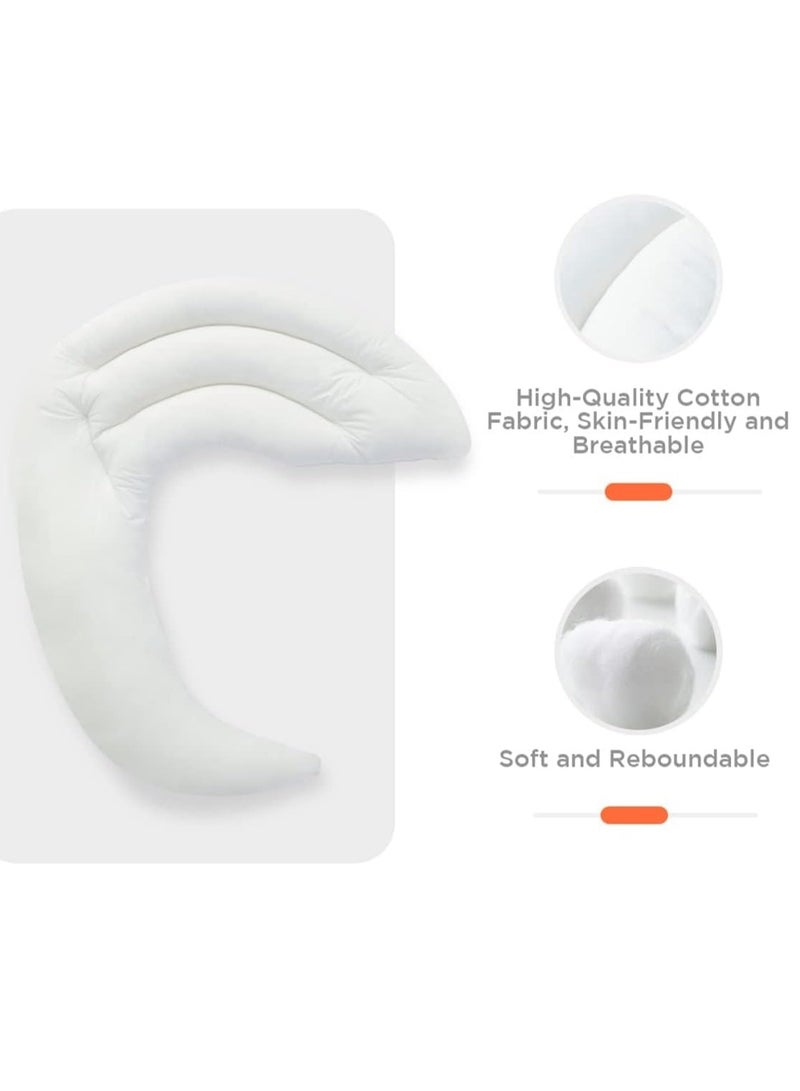 Curve Long Toddler Kids Body Pillow for Sleeping Moon Shape Soft Child Hug Sleep Pillow 100% Organic Cotton Pillowcase Washable Breathable Crib Toddler Children Pillows - Image 4