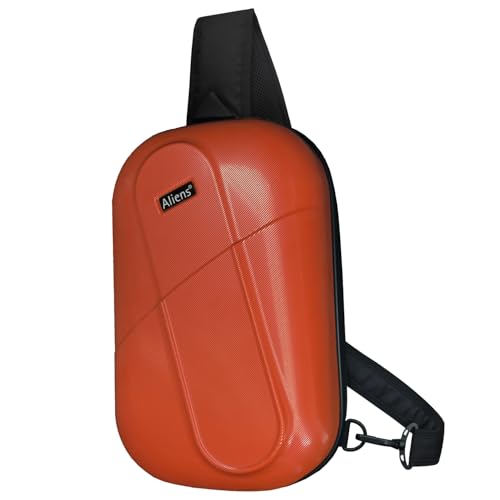 Aliens ABS Hard Shell Sling Bag | 180° Open Crossbody & One Side Shoulder Bag for Mens & Women, Office, Travel & Everyday Mini Backpack for iPad, Tablet, Smartphone,Charger,Headphone,HDD,Camera–Red - Image 1