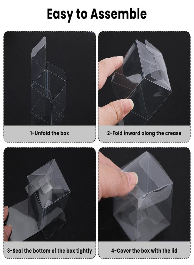 Gabrella 60 Pack Clear Favor Boxes, 2x2x2 Inch Candy Boxes with Ribbons, Small Candy Containers Plastic Gift Box for Macaron, Wedding, Baby Shower, Birthday, Party Favors - Image 3