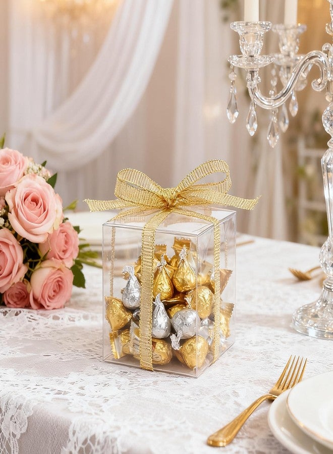 Gabrella 60 Pack Clear Favor Boxes, 2x2x2 Inch Candy Boxes with Ribbons, Small Candy Containers Plastic Gift Box for Macaron, Wedding, Baby Shower, Birthday, Party Favors - Image 5