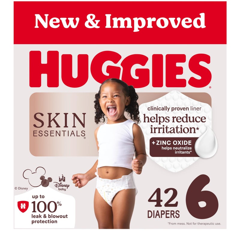 Huggies Size 6 Diapers, Skin Essentials Baby Diapers, Size 6 (35+ lbs), 42 Count, Packaging May Vary - Image 1