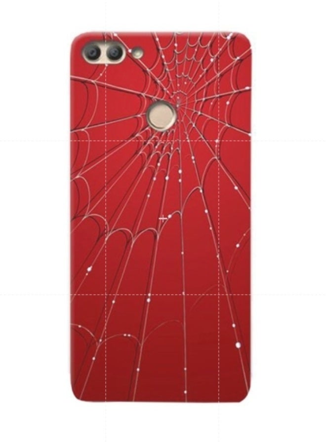 إيه إم سي ديزاين غطاء حماية واقٍ بنقش شبكة العنكبوت لهاتف هواوي (Y9 (2018 أحمر