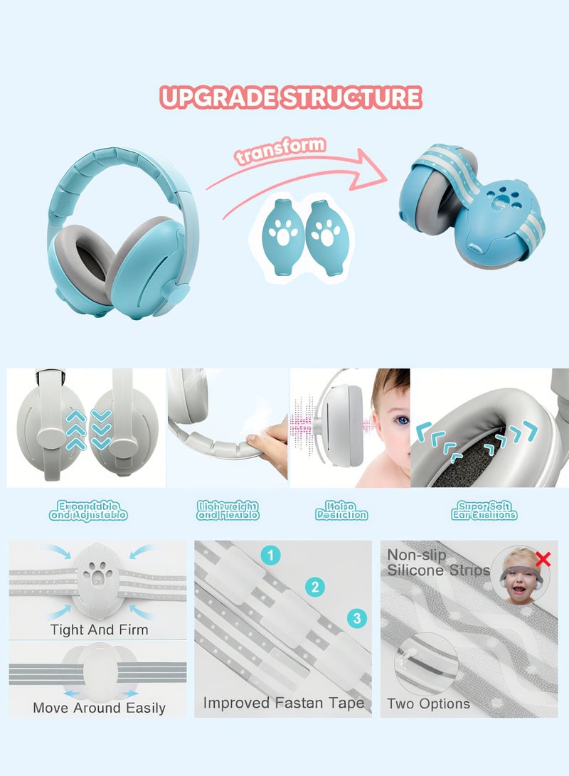 الدليبن سدادات أذن للأطفال، سدادات أذن قابلة للتعديل لتخفيف الضوضاء، حماية أذن للأطفال الرضع والأطفال الصغار، سدادات أذن قابلة للتعديل لحماية الأذن، سماعات رأس عازلة للضوضاء، عصابة رأس فريدة من نوعها لملاءمة آمنة ومريحة، لحماية الأذن، النوم، مستلزمات سفر الطفل (وردي) - Image 3