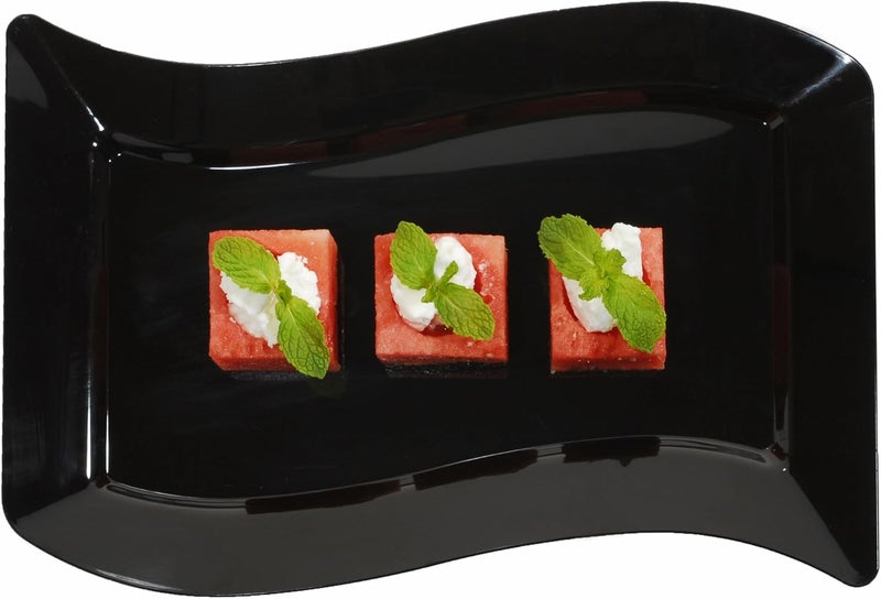 Fineline Settings Wavetrends Black RectangularWave ChinaLike 65 X 10 Plate 120 Pieces