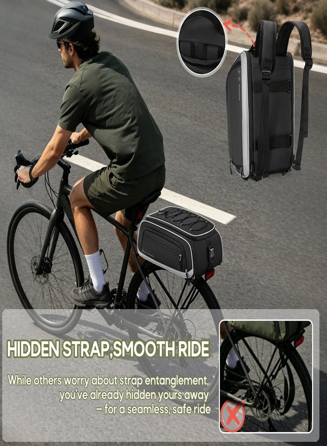 RAINSMORE Bike Bags for Bicycle Rear Rack - 15L-23L Expandable Waterproof Bike Trunk Bag with Rain Cover, 4-in-1 Pannier Saddle Bag & Backpack for Ebike, Commuter Travel Outdoor - Image 5