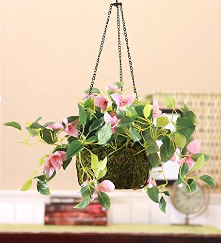 Fourwalls Decorative Polyester Artificial Bougainvillea Plant With Hanging Basket (40 Cm, Pink, Hanging 23 Cm Bougainvillea -1580-Pk), Artificial Plant - Image 3