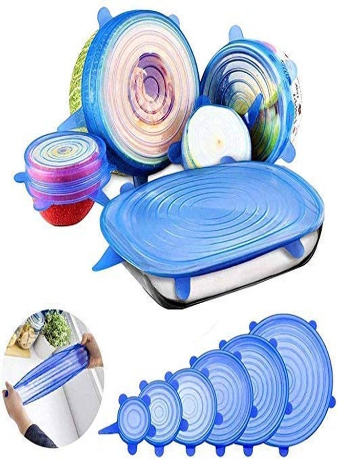 JRT Microwave Safe Silicone Stretch Lids Flexible Covers, Medium, Multi-Coloured-Set of 6 - Image 1
