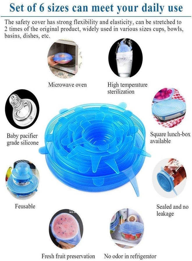 JRT Microwave Safe Silicone Stretch Lids Flexible Covers, Medium, Multi-Coloured-Set of 6 - Image 5