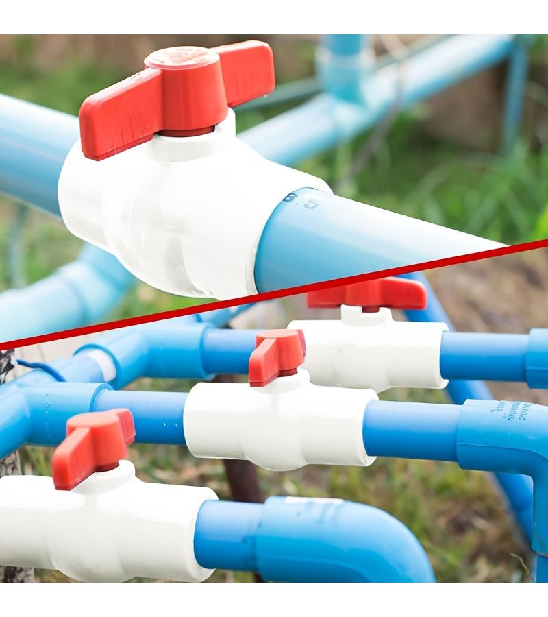 3 قطع صمام كروي من PVC بقطر 1/2 بوصة بمقبض دائري سهل الدوران، بخيط قياسي لأوروبا وأمريكا، مقبس إغلاق بلاستيكي لمشاريع المياه، مضخات حمامات السباحة، خطوط الرشاشات، أنظمة السباكة والري الخارجية. - Image 2