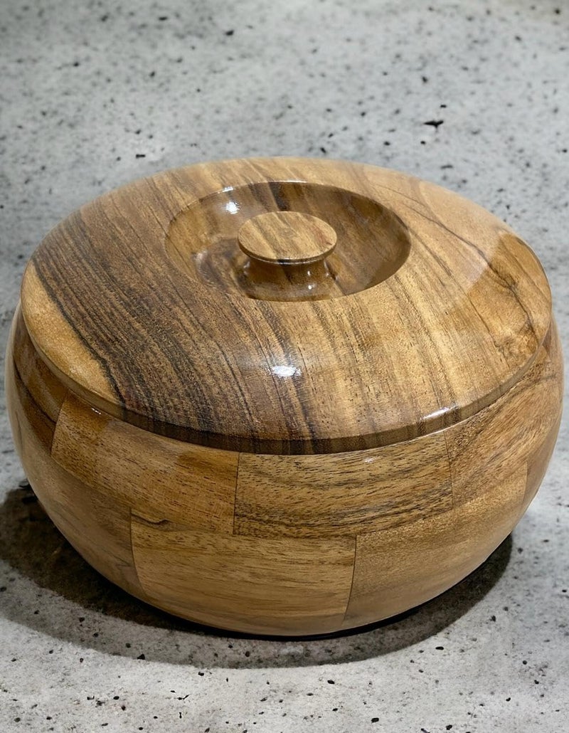 KESHA WOODKRAFT KESHA WOODKRAFT Wooden Chapati Box Seasoned Treated Wood Wooden Casserole Handemade Hand Carving Plain Sheesham Wood and Acacia Wood Size 9 inch 8 Inch Acacia Wood Acacia Wood - Image 4