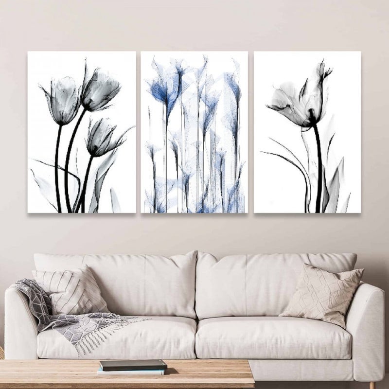 ماركتنا ثلاث لوحات قماشية فخمة بتصميم مودرن مع برواز مجوف مقاس (120×60) ثلاث قطع - Image 1