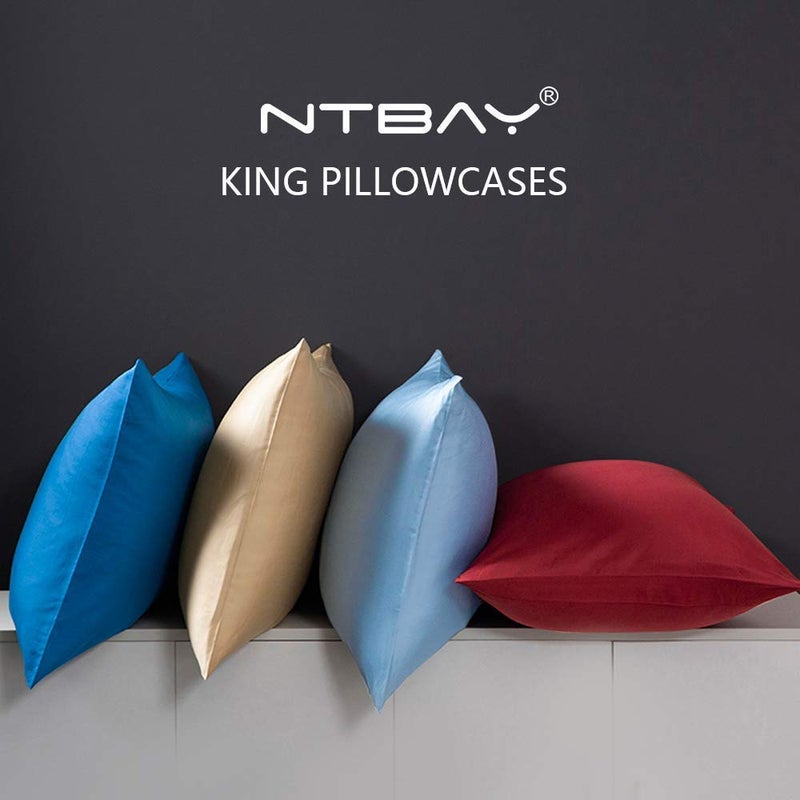NTBAY King Pillowcase Set - 2 Pack Brushed Microfiber 20x36 Pillowcases - Soft, Wrinkle-Free, Fade-Resistant, Stain-Resistant, White Pillowcases with Envelope Closure - 20x36 Inches, White - Image 5