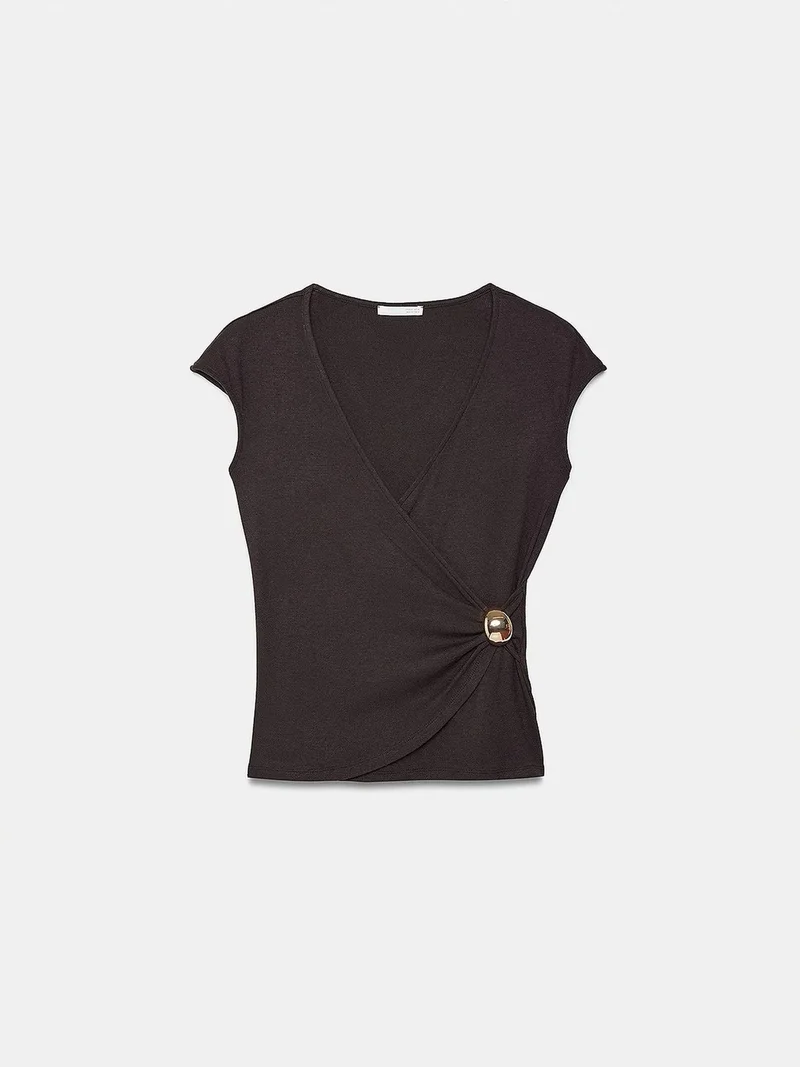 Dilvin DILVIN Women’s Slim Fit Wrap Blouse