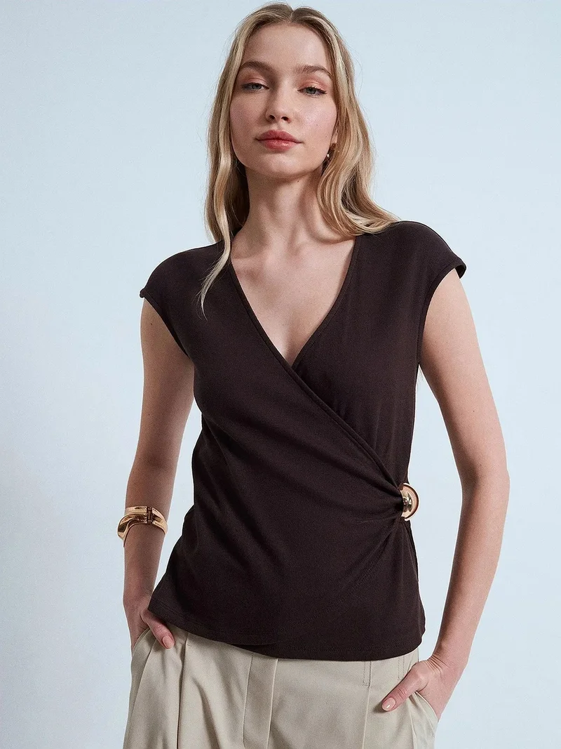 Dilvin DILVIN Women’s Slim Fit Wrap Blouse