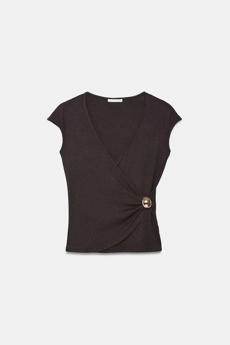 DILVIN Women’s Slim Fit Wrap Blouse