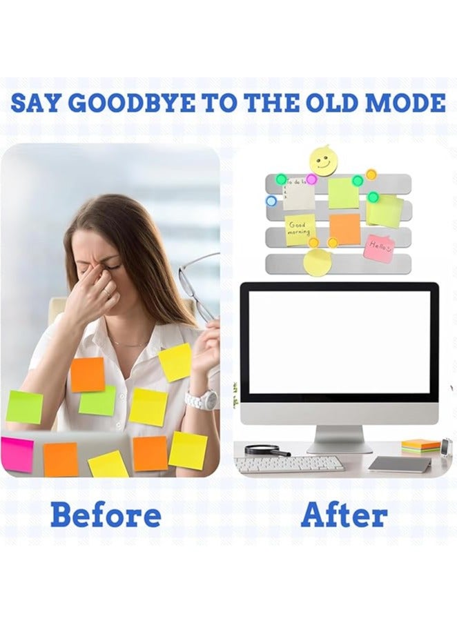 4PCS Magnetic Bulletin Board, Frameless Iron Board Strips Memo Board Bar Adhesive Backing Stainless Whiteboard Strips for Walls,Metal Strip for Magnets,16PCS Magnet for Classroom Office Kitchen - Image 4