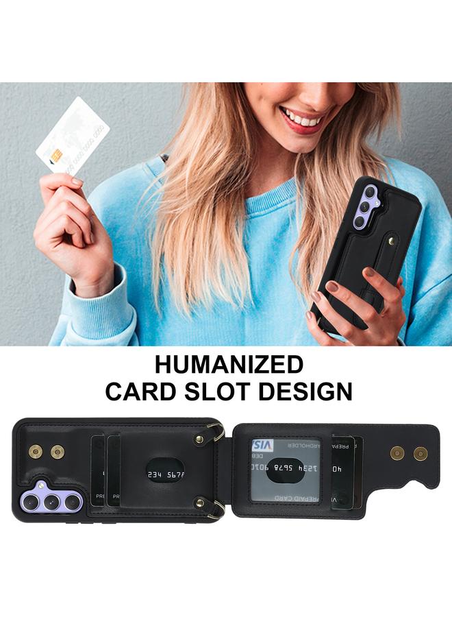 S-TOP Case For Samsung Galaxy A55 5G Wristband Vertical Flip Wallet Back Cover Phone Case with Long Lanyard - Image 3