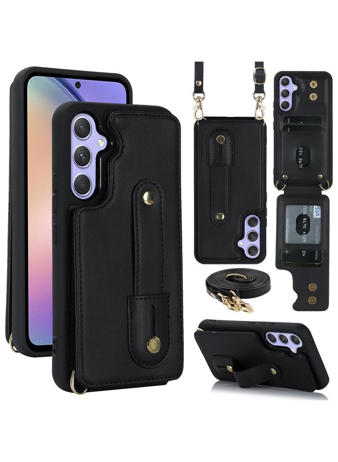 S-TOP Case For Samsung Galaxy A55 5G Wristband Vertical Flip Wallet Back Cover Phone Case with Long Lanyard - Image 1