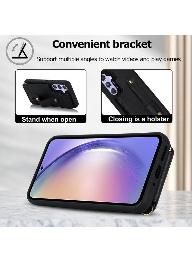 S-TOP Case For Samsung Galaxy A55 5G Wristband Vertical Flip Wallet Back Cover Phone Case with Long Lanyard - Image 5