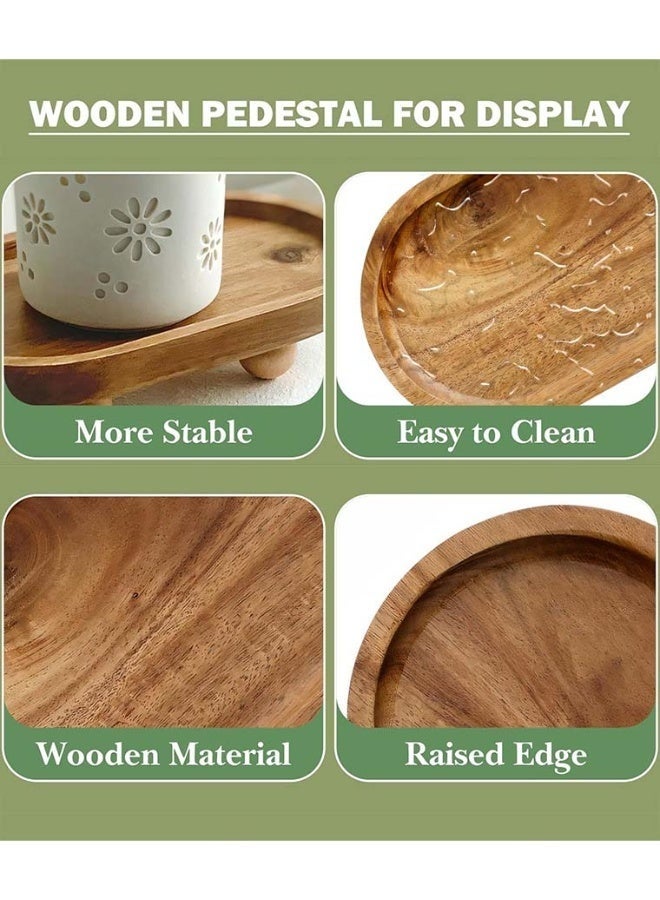 كيلا عبوتان من صينية المجوهرات الخشبية الكلاسيكية، صينية مزخرفة لديكور المنزل، صينية عرض للعطور والشموع والمجوهرات والساعات والكنوز الصغيرة والقهوة والطعام (12.9 × 12.9 × 4 سم، 11.8 × 19.8 × 4.3 سم) - Image 5