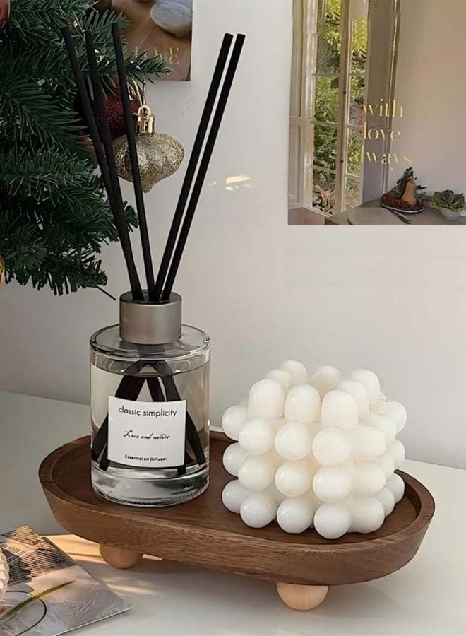 كيلا عبوتان من صينية المجوهرات الخشبية الكلاسيكية، صينية مزخرفة لديكور المنزل، صينية عرض للعطور والشموع والمجوهرات والساعات والكنوز الصغيرة والقهوة والطعام (12.9 × 12.9 × 4 سم، 11.8 × 19.8 × 4.3 سم) - Image 2