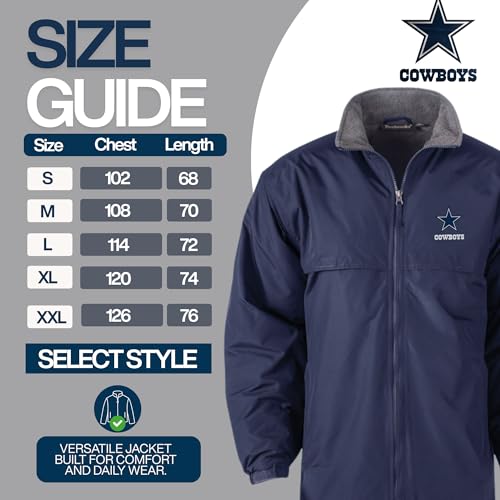 Dunbrooke NFL Dallas Cowboys Adult Triumph Fleece Lined Mid Weight Jacket, 2X, Navy - Image 4