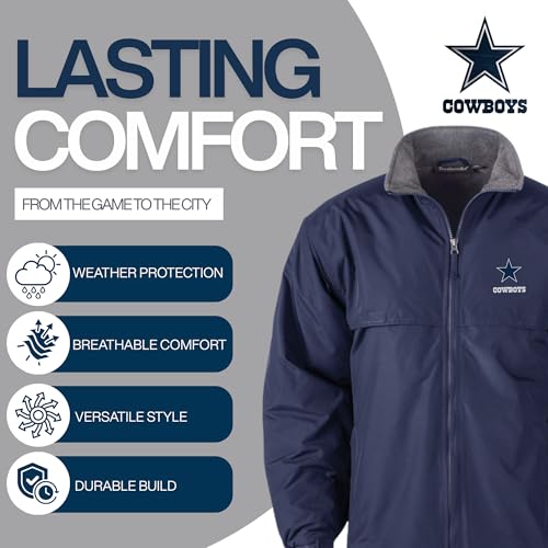Dunbrooke NFL Dallas Cowboys Adult Triumph Fleece Lined Mid Weight Jacket, 2X, Navy - Image 3