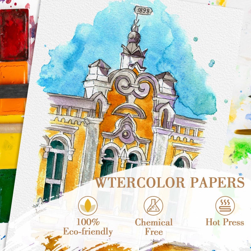 KINLINK 100PCS 5x7 Watercolor Paper Bulk, 140lb/300g Cold Press Thick Water Color Paper Pad for Child Adult, White Art Paper for Drawing Painting Markers Gouache, Textured Cotton Paper Sheets - Image 3
