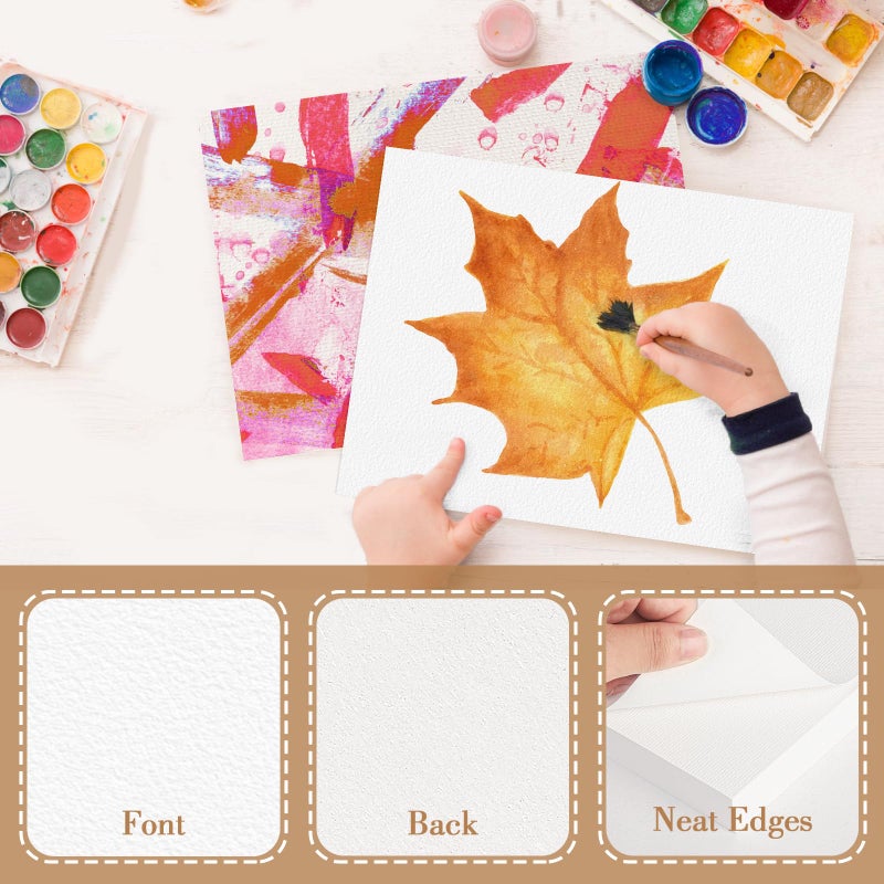 KINLINK 100PCS 5x7 Watercolor Paper Bulk, 140lb/300g Cold Press Thick Water Color Paper Pad for Child Adult, White Art Paper for Drawing Painting Markers Gouache, Textured Cotton Paper Sheets - Image 4
