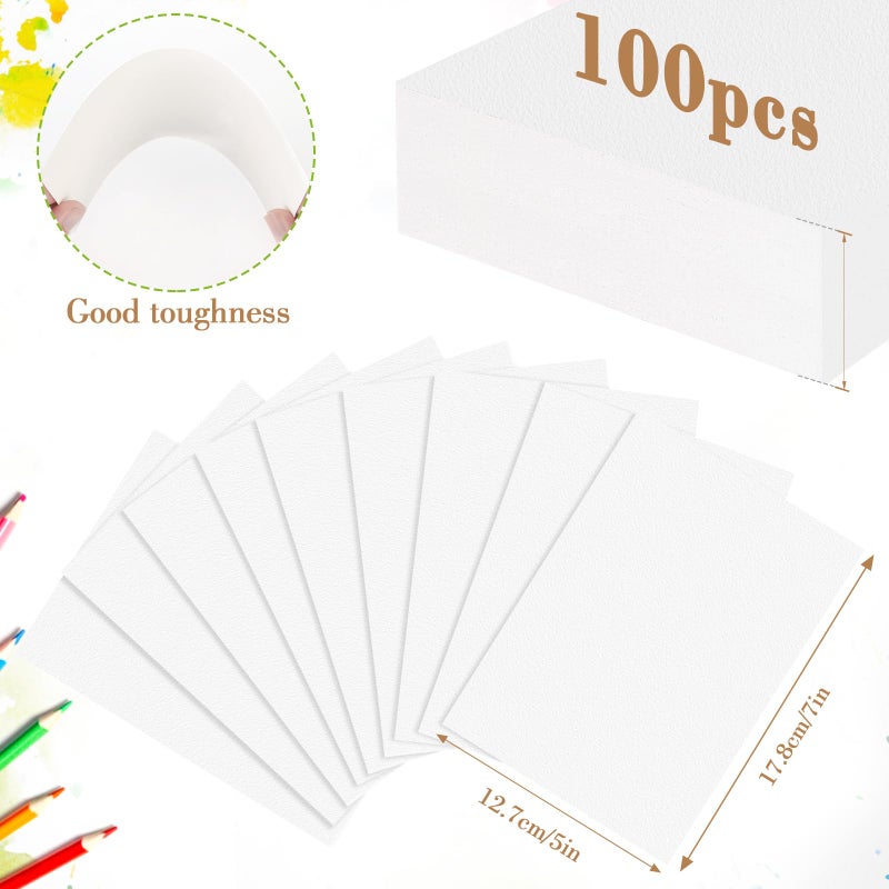 KINLINK 100PCS 5x7 Watercolor Paper Bulk, 140lb/300g Cold Press Thick Water Color Paper Pad for Child Adult, White Art Paper for Drawing Painting Markers Gouache, Textured Cotton Paper Sheets - Image 2