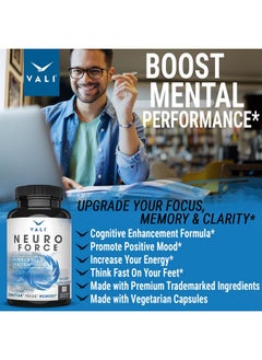 VALI Neuro Force Brain Booster Supplement For Focus Memory Clarity & Energy. Extra Strength Nootropic Cognitive Function Support For Mental Performance. With Natural Caffeine. 60 Veggie Capsules  - Image 5