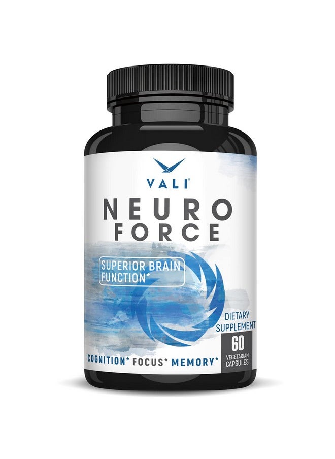 VALI - Neuro Force Brain Booster Supplement For Focus Memory Clarity & Energy. Extra Strength Nootropic Cognitive Function Support For Mental Performance. With Natural Caffeine. 60 Veggie Capsules - Image 1