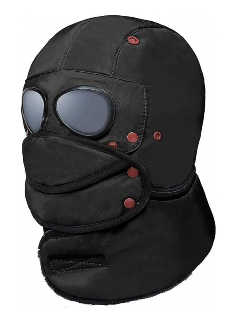 SYOSI Winter Trapper Hat for Men, Cold Proof Keep Warm Hat, Super Warm Fleece Men's Hats with Mask Goggles, Face Cover Ear Flaps, Windproof Coldproof, Cool, for Skiing Trooper Winter Outdoor Activities - Image 1