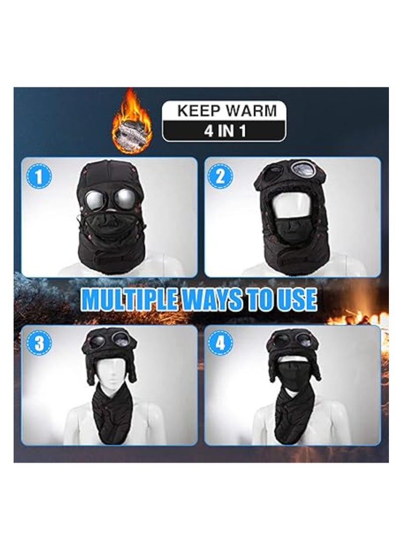 SYOSI Winter Trapper Hat for Men, Cold Proof Keep Warm Hat, Super Warm Fleece Men's Hats with Mask Goggles, Face Cover Ear Flaps, Windproof Coldproof, Cool, for Skiing Trooper Winter Outdoor Activities - Image 4