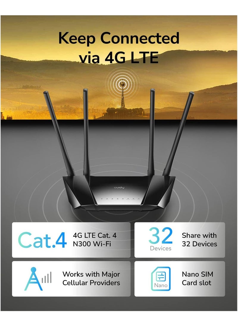 cudy Cudy LT400 300 Mbps Wireless N 4G LTE Router  - Image 2